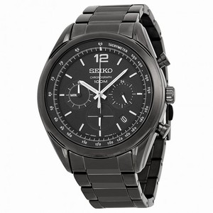 Seiko Chronograph Black Dial Black PVD Men's Watch SSB093