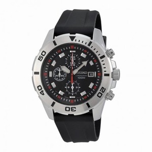 Seiko Chronograph Black Dial Black Rubber Men's Watch SNDD95P2