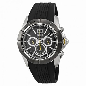 Seiko Chronograph Black Dial Black Rubber Men's Watch SPC101