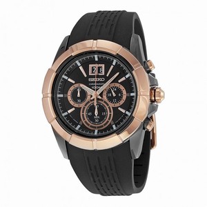 Seiko Chronograph Black Dial Black Rubber Men's Watch SPC106