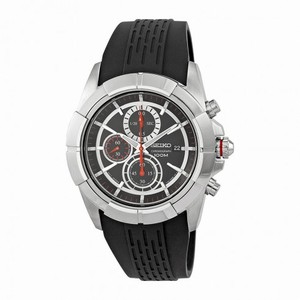 Seiko Chronograph Black Dial Black Rubber Men's Watch SNDE67