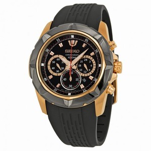 Seiko Chronograph Black Dial Black Rubber Men's Watch SRW030P1