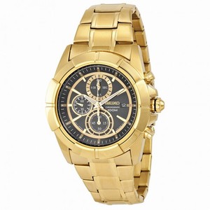 Seiko Chronograph Black Dial Gold-tone Men's Watch SNDE74