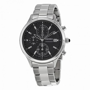 Seiko Chronograph Black Dial Stainless Steel Ladies Watch SNDX09