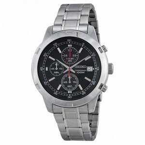 Seiko Chronograph Black Dial Stainless Steel Men's Watch SKS421