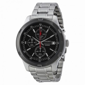 Seiko Chronograph Black Dial Stainless Steel Men's Watch SKS427