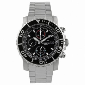 Seiko Chronograph Black Dial Stainless Steel Men's Watch SNA225