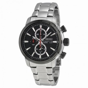 Seiko Black Dial Chronograph Stainless Steel Men's Watch SNAF47