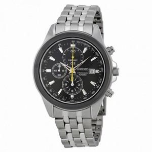 Seiko Chronograph Black Dial Stainless Steel Men's Watch SNDF09