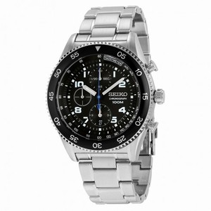 Seiko Black Dial Chronograph Stainless Steel Men's Watch SNDG59
