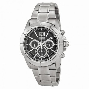 Seiko Chronograph Black Dial Stainless Steel Men's Watch SPC099