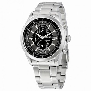 Seiko Black Chronograph Stainless Steel Men's Watch SPC167