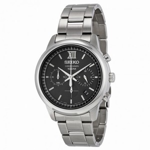 Seiko Chronograph Black Dial Stainless Steel Men's Watch SSB139
