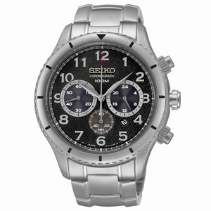 Seiko Black Dial Stainless Steel Men's Quartz Watch SRW037