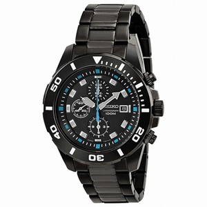 Seiko Chronograph Black Dial Stainless Steel Men's Watch SNDE01