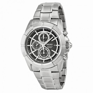 Seiko Chronograph Black Dial Stainless Steel Men's Watch SNDE65