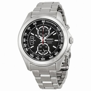 Seiko Chronograph Black Dial Stainless Steel Men's Watch SNN255