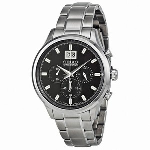 Seiko Chronograph Black Dial Stainless Steel Men's Watch SPC083