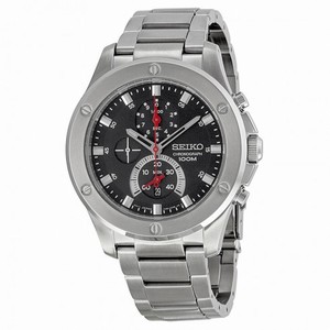 Seiko Chronograph Black Dial Stainless Steel Men's Watch SPC095
