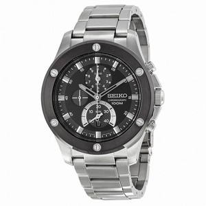 Seiko Chronograph Black Dial Stainless Steel Men's Watch SPC097