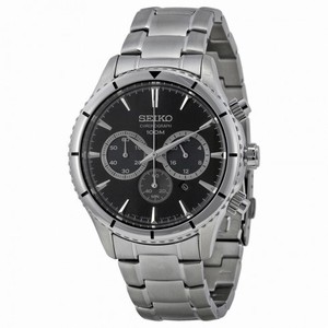 Seiko Chronograph Black Dial Stainless Steel Men's Watch SRW035P1