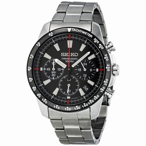 Seiko Chronograph Black Dial Stainless Steel Men's Watch SSB031