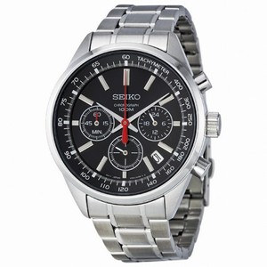 Seiko Chronograph Black Dial Stainless Steel Men's Watch SSB037