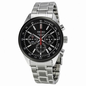 Seiko Chronograph Black Dial Stainless Steel Men's Watch SSB045