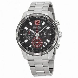 Seiko Chronograph Black Dial Stainless Steel Men's Watch SSB129