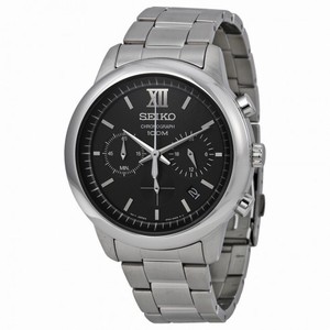 Seiko Chronograph Black Dial Stainless Steel Men's Watch SSB139P1
