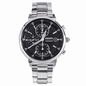 Seiko Chronograph Black Dial Stainless Steel Unisex Watch SNDW49