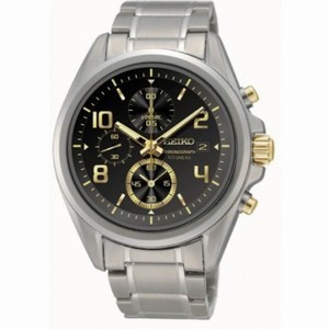 Seiko Chronograph Black Dial Titanium Men's Watch SNDE63