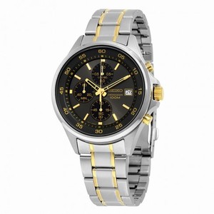Seiko Chronograph Black Dial Two-tone Men's Watch SKS481