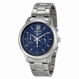 Seiko Chronograph Blue Dial Stainless Steel Men's Watch SSB137
