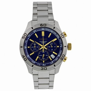 Seiko Chronograph Blue Dial Stainless Steel Men's Watch SSB055