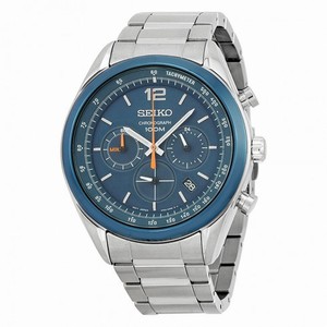 Seiko Chronograph Blue Dial Stainless Steel Men's Watch SSB091