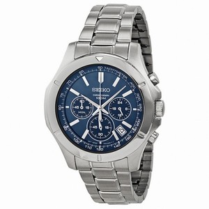 Seiko Chronograph Blue Dial Stainless Steel Men's Watch SSB103