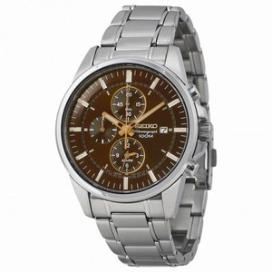 Seiko Chronograph Brown Dial Stainless Steel Men's Watch SNAF05