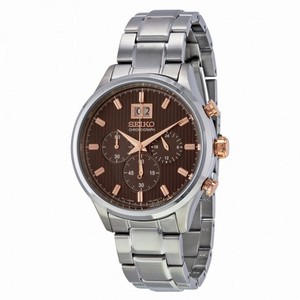 Seiko Chronograph Brown Dial Stainless Steel Men's Watch SPC151