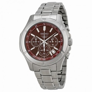 Seiko Chronograph Burgundy Dial Stainless Steel Men's Watch Watch SSB101