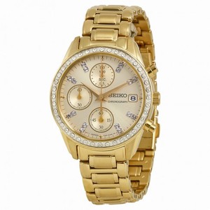 Seiko Chronograph Champagne Dial Gold-tone Ladies Watch SNDX76
