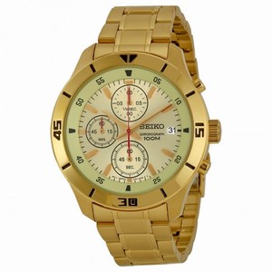 Seiko Chronograph Champagne Dial Gold-tone Men's Watch SKS404