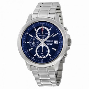 Seiko Chronograph Dark Blue Dial Stainless Steel Men's Watch SKS443