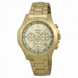Seiko Chronograph Gold Dial Gold-tone Steel Men's Watch SSB112