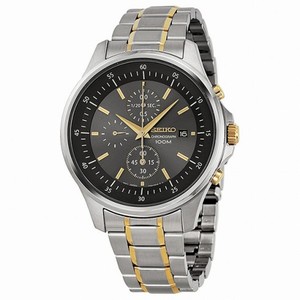 Seiko Chronograph Gray Dial Two-tone Stainless Steel Men's Watch SNDE25
