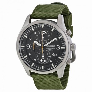 Seiko Chronograph Green Dial Green Nylon Strap Men's Watch SNDA27