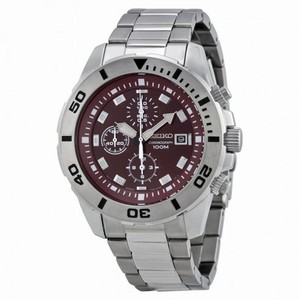 Seiko Chronograph Red Dial Stainless Steel Men's Watch SNDE15