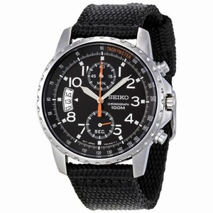 Seiko Chronograph Stainless Steel Cloth Strap Men's Watch SNN079P2