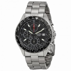 Seiko Chronograph Tachymeter Black Dial Stainless Steel Men's Watch SND253