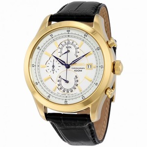 Seiko Chronograph White Dial Black Leather Men's Watch SPC168
